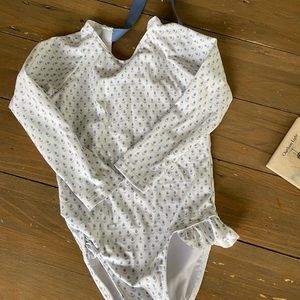 Minnow Swim Size 3T/4T girls bathing suit. Ribbon tie closure in back.